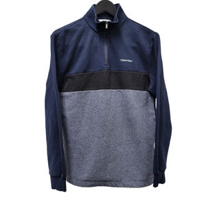 Calvin Klein Men's Colorblock Quarter-Zip Long-Sleeves Pullover Size Small...
